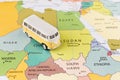 Minibus on map Royalty Free Stock Photo