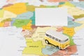 Minibus on map Royalty Free Stock Photo