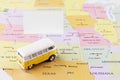 Minibus on map Royalty Free Stock Photo