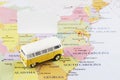 Minibus on map Royalty Free Stock Photo