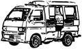 Minibus - a simplified monochrome vector Royalty Free Stock Photo