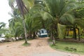 Minibus taxi on the coastal piste on the beach of boca del drago panama