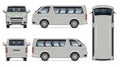 Minibus vector mockup. Isolated vehicle template side, front, back, top view Royalty Free Stock Photo