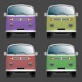 Minibuses. Colorful collection. Front view. Isolated objects. Vector. Royalty Free Stock Photo