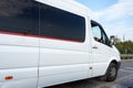 Minibuses hurry drive rush along the highway in traffic in the city street