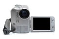 MiniDV videocamera facing us on white background Royalty Free Stock Photo