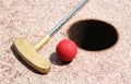 Minigolf ball on a course