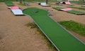 minigolf course in park catch golf balls behind obstacle. Royalty Free Stock Photo