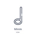 Minim icon from music and media outline collection. Thin line minim icon isolated on white background