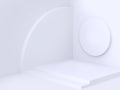 minimal abstract background corner wall with geometric shape circle 3d render white background