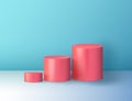 Minimal abstract colorful cylinder shape, wall scene.