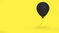 Minimal abstract 3d black balloon left space yellow background yellow scene 3d render