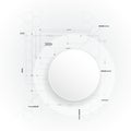 Minimal Abstract 3d white paper circle on circuit board