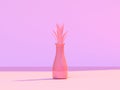 Minimal abstract pink scene floor wall tree pot/jar 3d rendering