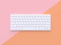 Minimal abstract technology concept white keyboard pastel pink orange background tilted 3d render