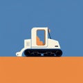 Colorized Bulldozer On Blue Background: Clean And Simple Design