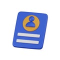 Minimal account icon. 3d render isolated illustration