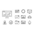 Minimal Analytics Dashboard Icon Set Outline for Business Data and Statistics UI Royalty Free Stock Photo