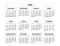 Minimal Annual calendar 2026 template