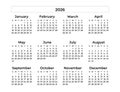 Minimal Annual calendar 2026 template