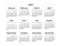 Minimal Annual calendar 2027 template