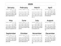 Minimal Annual Calendar 2025 template