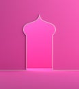 Minimal arabic window door pink pastel background.