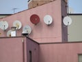 Minimal architecture in Ravenna city of a pink building
