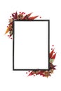 Minimal Autumn Thanksgiving Abstract Floral Frame Design Royalty Free Stock Photo