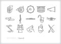 Band icon set of a high school or college marching band