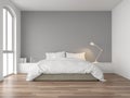 Minimal bedroom with gray wall 3d render Royalty Free Stock Photo