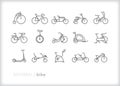 Bike icons of different types of bicycles for recreation or commuting