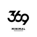 Minimal 369 Black Number vector Logo Design