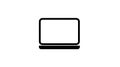 Minimal black outline laptop icon featuring a rounded rectangular screen and double base line, flat vector design for technology Royalty Free Stock Photo