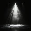 Minimal Black Stage with Dramatic Single Light Beam and High Contrast for Artistic Negative Space Royalty Free Stock Photo