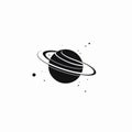 Minimal Black And White Saturn Planet Logo Vector Image