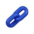 Minimal blue chain link icon. 3d render isolated illustration