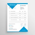 Minimal blue invoice template design Royalty Free Stock Photo