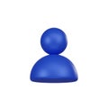 Minimal blue person icon. 3d render isolated illustration