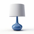 Minimal Blue Table Lamp With Whiplash Curves And White Shade