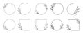 Minimal Botanical Line Art Frame Set with Circular, Semi-Circular, and Square Shapes Royalty Free Stock Photo