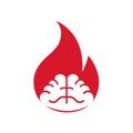 Minimal brain fire logo burning brain vector symbol Royalty Free Stock Photo