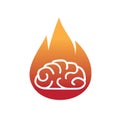 Minimal brain fire logo burning brain vector symbol Royalty Free Stock Photo