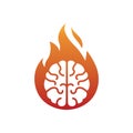 Minimal brain fire logo burning brain vector symbol Royalty Free Stock Photo