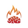 Minimal brain fire logo burning brain vector symbol Royalty Free Stock Photo