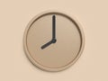 Minimal brown clock eight o`clock abstract 3d render
