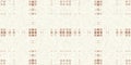 Minimal brown tartan linen seamless border. Banner print of unisex country cottage plain cotton plaid background