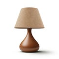 Minimal Brown Wooden Lamp With Shade On White Background