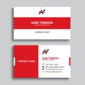 Minimal business card print template design. Red color and simple clean layout