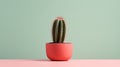 Minimal Cactus In Vray Tracing: A Sharp And Soft Focus Composition Royalty Free Stock Photo